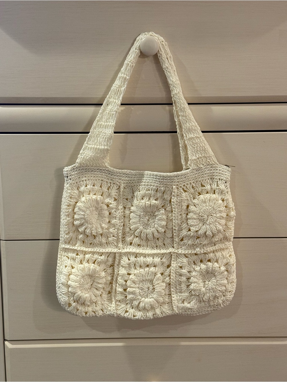 HANDMADE CROCHET Cream Tote Bag